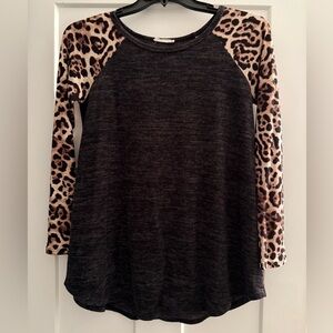 Leopard Print Sleeve Women's Top